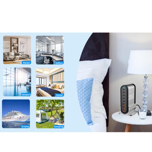 High-Power Universal Type-C USB Adapter Quick Charge Station 300W Aluminium Alloy Wall Charger Mobile Phones Tablets