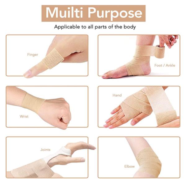 Cohesive Bandage 2" x 5 Yards, 6 Rolls, Self Adherent Wrap Medical Tape, Adhesive Flexible Breathable First Aid Gauze Ideal for