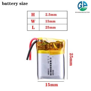 IEC62133 301525 80mah 110mah Rechargeable Lithium Polymer Battery 3.7V