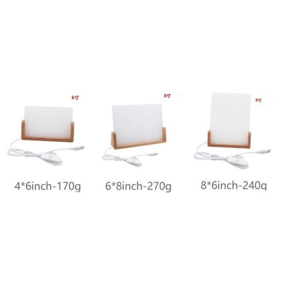 U Shaped Wooden Base Sublimation Acrylic Photo Frame LED For Sublimation Coating