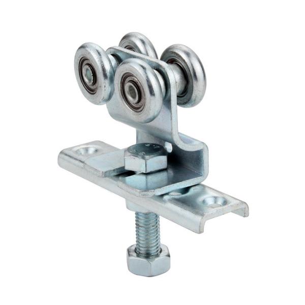 4 Rollers Runner Hanging Door Roller Assembly Iron Zinc Silver