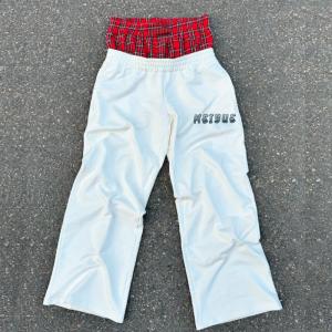 Oem Crop Screen Print T Shirt Drop Shoulder Boxy Tee Double Waist Baggy Sweat