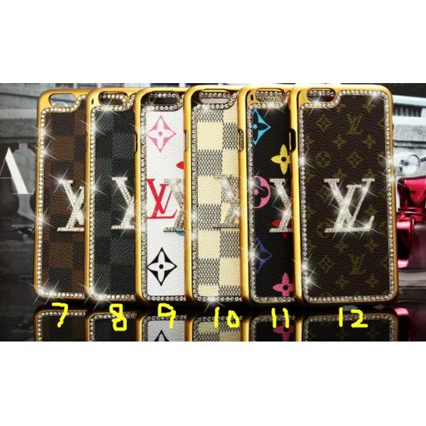 Bling LV leather PC hard Diamond Case For iPhone 4 5s 6s plus SAMSUNG galaxy S6