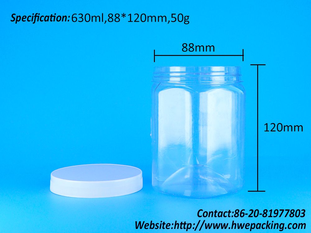 Hexagonal Transparent PET Plastic Coconut Sugar Milk Tablet Vitamin Tablet Jar Screw Lid