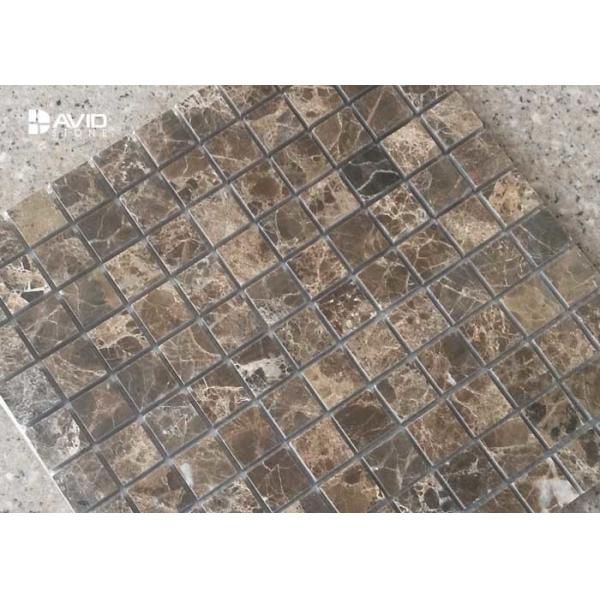 Dark Emperador Marble Mosaic Tile Sheets Polished 121 Pcs Scratch Resistant