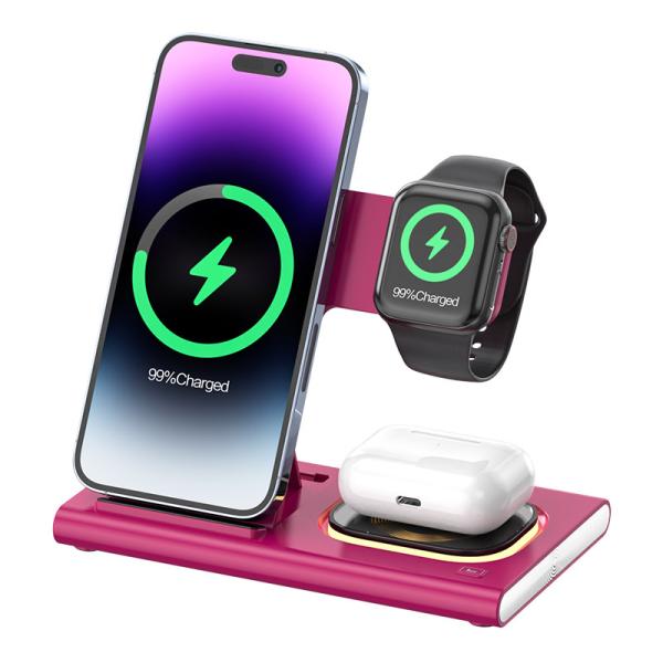 Quality OEM / ODM Foldable 3 In 1 Wireless Charger For Phone Watch Earphone for sale