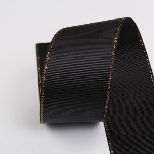2.5cm Polyester Gold Edge Double Face Grosgrain Ribbon for Christmas Tree and