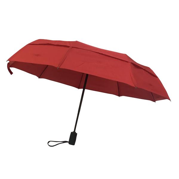 Fully-automatic Windproof Red 2 Layers Foldable Umbrella for Amazon Ventilation