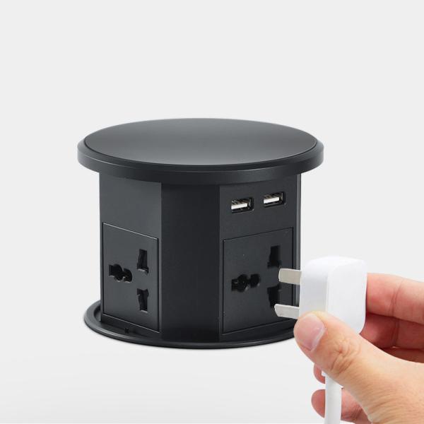 Quality OEM/ODM Smart Pop-Up Power Outlet Aluminum Tabletop Socket with 4 AC Outlets & 2 USB Ports IP44 Standard for Charging for sale