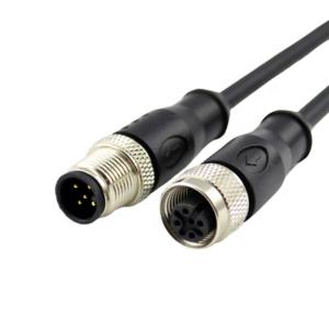 M12 Circular Male To Female Connector RJ45 4 / 8Pin A D X Code Right Angle