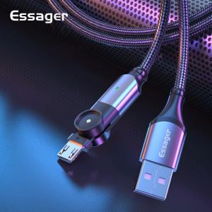 180 Rotate USB A To Micro B Cable Fast Charging LED Charger Data Cable