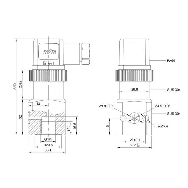 NS-P43 Series Electromagnetic IEC Pressure Sensor 24Vdc Air Compressor Power Switch
