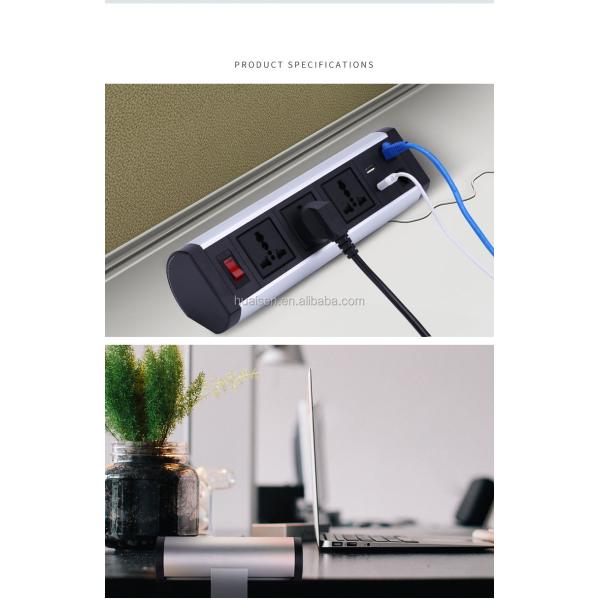 Table Edge Mounted Desktop Clamp Power Strip Socket 230V Brushed Copper