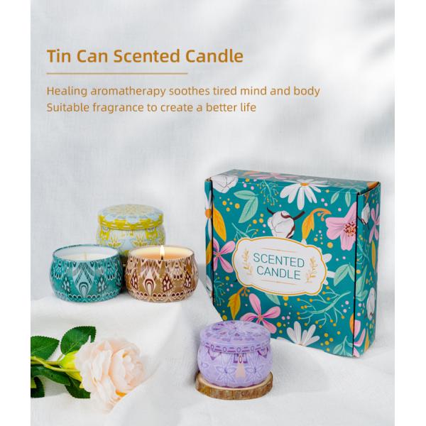 4 Different Fragrance Candle Tin Scented Candle For Customized Festival Restrictions