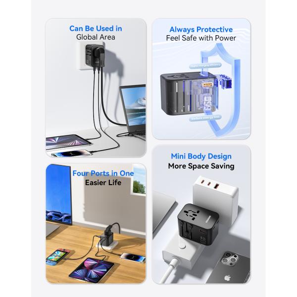 ESSAGER JY-309 Series 65W Universal Plug USB C PD Charger