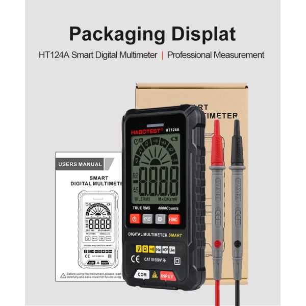 Professional True RMS Digital Multimeter with 600V Measuring Voltage and Data Hold Function