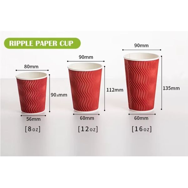 Disposable Recyclable Ripple Cups With Lids For Hot Drink Customer'S Logo Printing