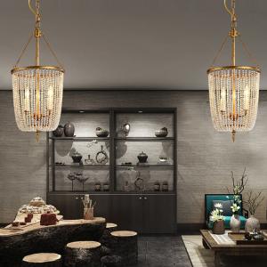 Modernized rustic iron chandelier with wooden beads lampshade (WH-CI-39)