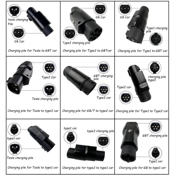 e-mingze ev charging cables and adapter EV Car Charging Plug Adaptor Tesla to J1772 Type1 car EV charging pile Tesla Adapter