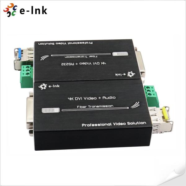Quality 4K DVI Fiber Converter With RS232 Data Simplex LC Connector 20KM Transmitter Receiver for sale