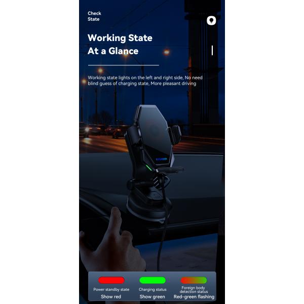 Essager 2023 Pilot 15W Wireless Car Phone Holder High Power 360 Free Rotation Fast Wireless Charging Car