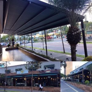 China Easy Installation Reinforced Aluminum Frame Remotely Control Commercial Sunshade Large Area Covered Awning on sale