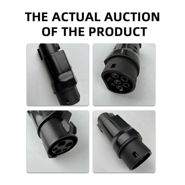 E-Mingze Portable EV Charger Adapter Type1 to Type2 32A with Antiflaming Fireproof Rubber Hose and NW/GW 0.7KG/0.8KG