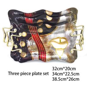 32cmx20cm Restaurant Custom Art Painted Glass Compote