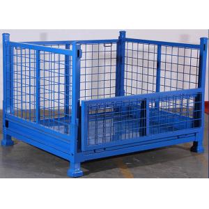 Heavy Duty Wire Mesh Stackable Pallet Cages 4 Way Forklift Access