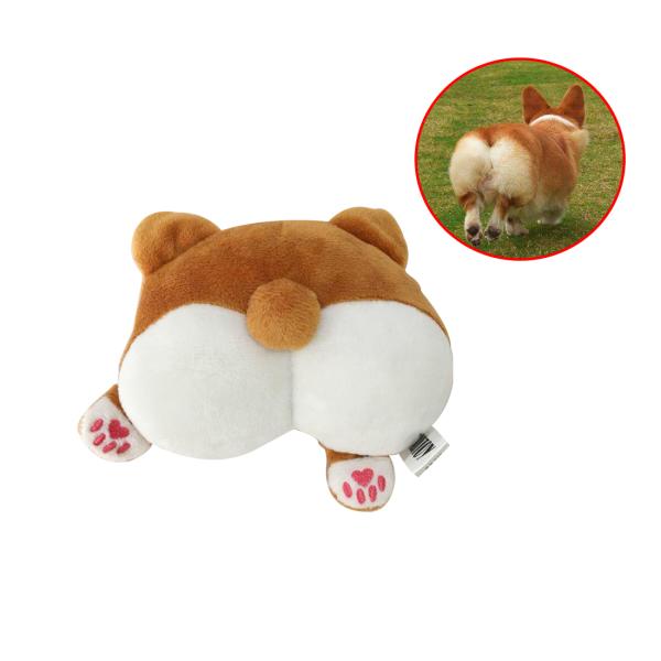 Corgi Butt Shape Dog Pet Toys Soft Plush Dog Squeaky Toy 37g