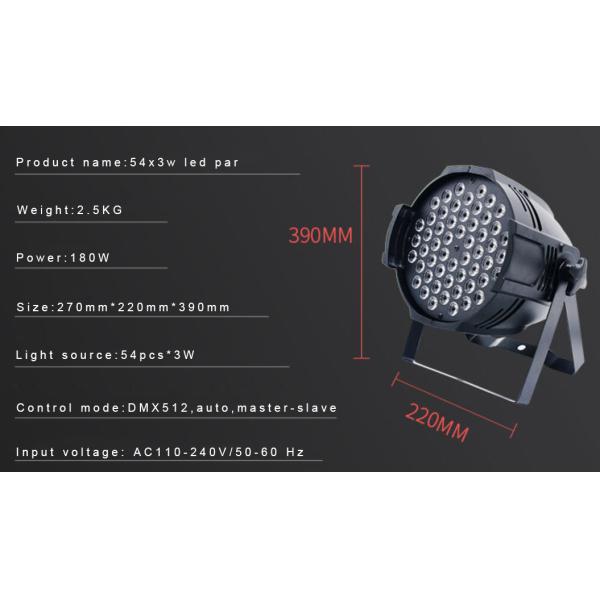 DMX512 LED Par Lights 54x3w RGBW Sound Activated Control LED Plastic Flat Par Light 54