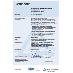 Zhangjiagang Dehai Boiler Co., Ltd Certifications