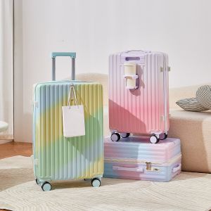 Wholesale Rainbow Gradient Suitcase with Deluxe Shock-Absorbing Swivel Wheels and High-Quality Zippers for Travel from china suppliers