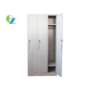 China Staff Clothes Cabinet Steel Office Lockers 3 Door With KD Structure on sale