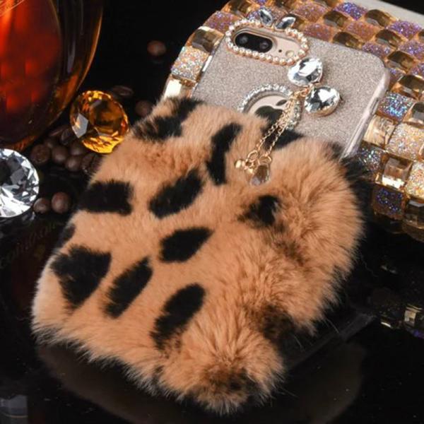 Luxury Real Seto Rabbit Hair Glitter Drill Back Cover Cell Phone Case for iPhone7 6s Plus 5s