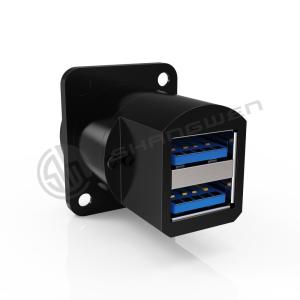 Double Port Panel Mount Connector Waterproof 9 Pin Shielded USB Connector