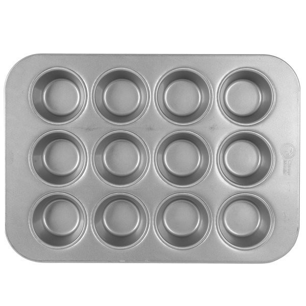 RK Bakeware China-12 Compartment Fluted 1.5mm Muffin Baking Pan Glazed Aluminized Steel