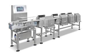 China Horizontal Weight Sorter Machine With Pusher Rejector PLC Control on sale