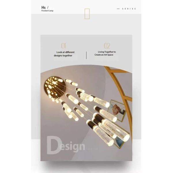 Beautiful Crystal Villa Rotating Staircase Pendant Light Modern Simple Hotel Living Room Duplex Chandelier Led Stair Light