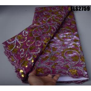 African Sequins Lace Fabric Multi color Net Embroidery Tulle Lace Fabric For