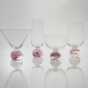 China High Clarity Pink Cloud Crystal Wine Glass Set Designed for in Restaurants Bars and Wine Tasting Events Offering Superior Presentation on sale