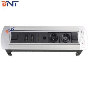 Electric Silver Desk Flip Up Power Data Socket And 3mm Panel Thickness