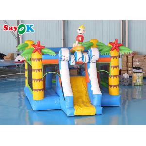 Palm Tree Inflatable Jumping Castle With Surf Boy Tropical Slide