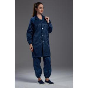 Dark Blue Clean Room Smock , Esd And Antistatic Uniform CE Approved