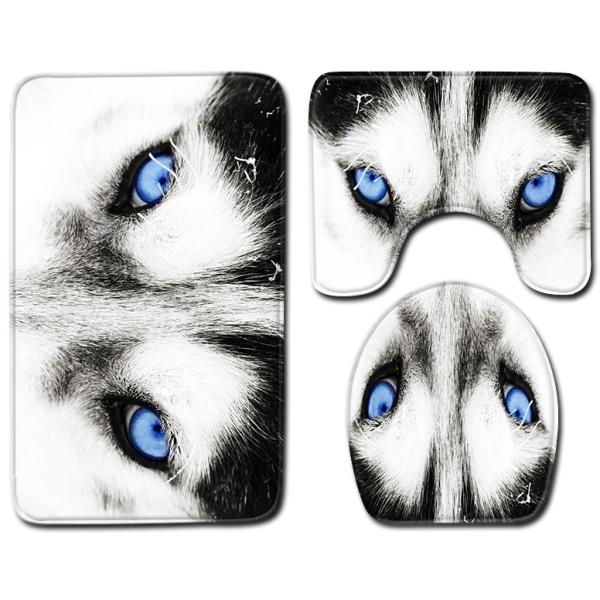 Waterproof Toilet Seat Cushion Bath Rug Set Fish Scale Leopard Print