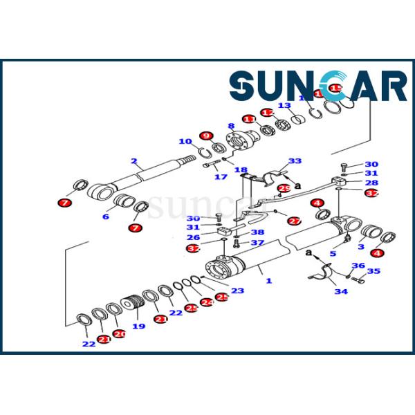 707-99-37180 Komatsu Inner Part Excavator Service Kit Boom Cylinder Seal Kit