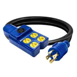 USA Power Cord 5 in 1 Generator Adapter Extension Cord NEMA L14-30P to Four 5-20R / 5-15R & L14-30R RV Marine Power Adapter