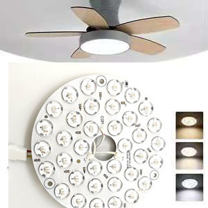 Quality High Lumen 230V 15W 110MM 36V  3CCT Spare Part Ceiling Fan PCB Board Driver Less LED Modules Dimming And Color Adjustment for sale