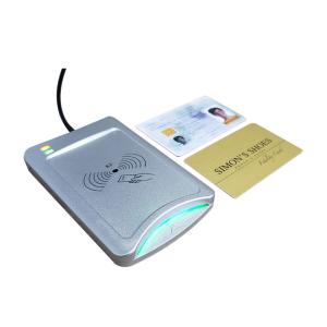 USB Desktop Plug In Hybrid Smart Card Reader Green LED For Transportation
