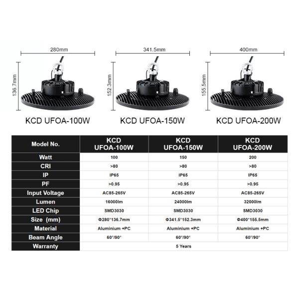 5 Year Warranty 150W 200W Led High Bay Warehouse Lights